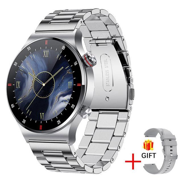LIGE Neue Bluetooth-Anruf-Smartwatch für Männer, voller Touchscreen, Sport-Fitnessuhr, Bluetooth ist für Android-iOS-Smartwatch geeignet steel belt silber
