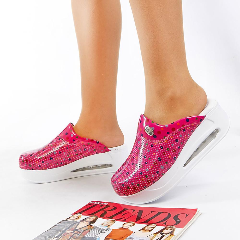 Damen Hausschuhe Neue Orthopädische Sabo Schuhe Sandalen Krankenschwester Arzt Krankenhaus Medizinische Lässige Qualität Weicher Komfort Anti-Rutsch-Clog 35 antike fuchsie