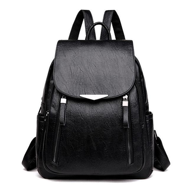 Yogodlns Frauen Leder Rucksäcke Hohe Qualität Weibliche Vintage Rucksack Für Mädchen Schule Tasche Reise Rucksack Damen Sac A Dos Rucksack 25*9*28cm schwarz