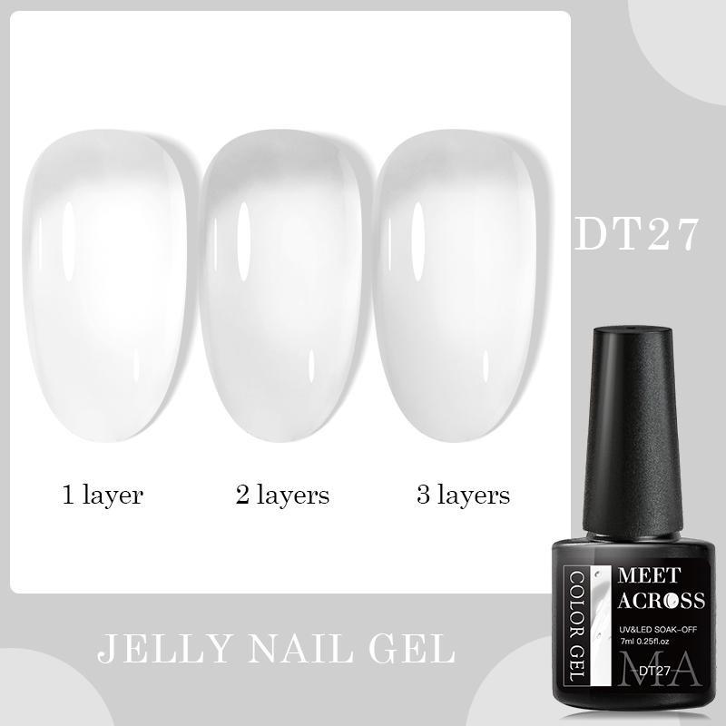 TREFFEN SIE ÜBER Jelly Nail Gel Polish Pink Nude Color Gel Vernis Semi Permanent Maniküre UV Gel Nail Art Top Coat Nagellack DT27