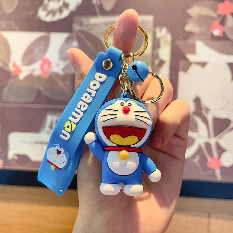 Hohe Qualität Klassische Anime Doraemon Serie Schlüsselanhänger Anhänger niedliche Cartoon Silikonpuppe Auto Schlüsselanhänger Paar Rucksack Spielzeug Anhänger Schlüsselanhänger blue