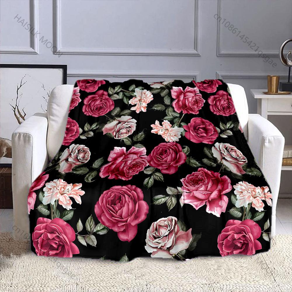 Retro-Rosenmuster-Decke Warm Weich Flauschig für Kinder und Erwachsene Sofa-Bett Überwurf für Zuhause Reisen Camping Große Größe Maschinenwaschbar 100x150cm