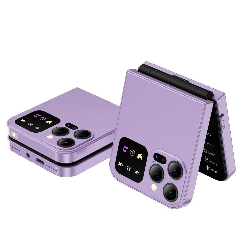 2,4 Zoll Faltbares Mobiltelefon Auto FM-Radio Anrufaufzeichnung Kurzwahl Magic Voice Dual SIM GSM Entsperrt Faltbare Mobiltelefone Backup-Telefon Without TF card violett