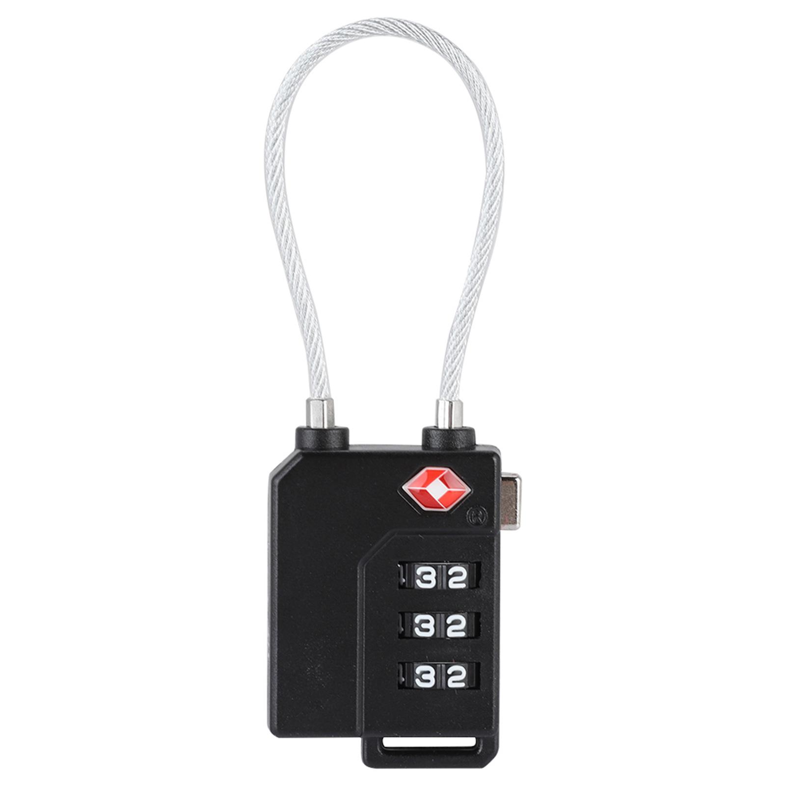 3-stelliges Passwort TSA Stahldrahtschloss Zollcode-Schloss für Reisekoffer Gepäck(Schwarz)