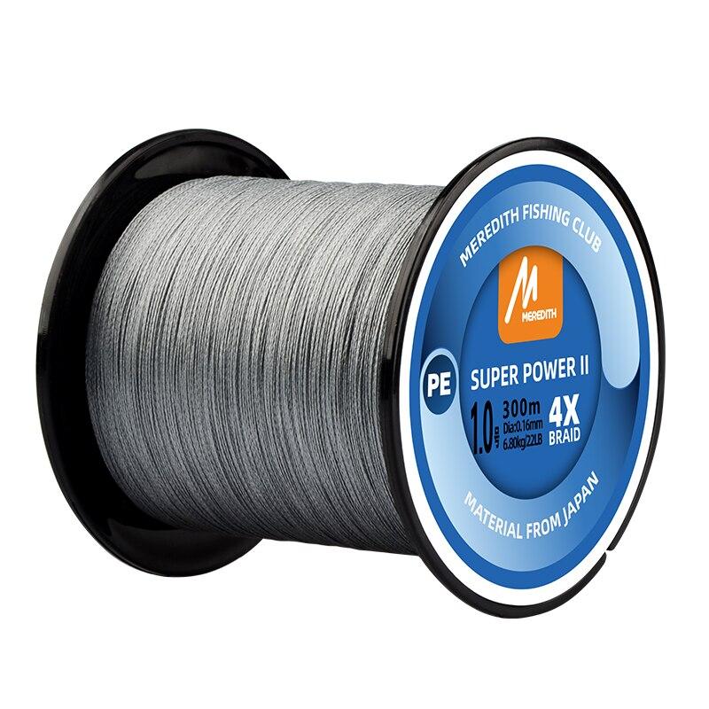 MEREDITH 4 Stränge Geflochtene PE Angelschnur 100M 300M 500M 15-80LB Multifilament Glatte Angelschnur Für Angeln locken Köder 100M 10LB graue