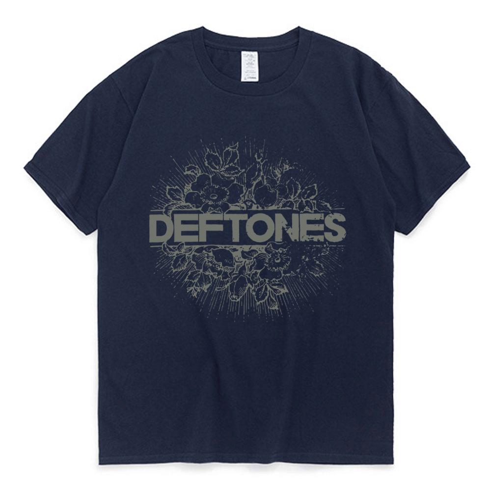 Punk Metal Rock Band Deftones Floral Burst Bild T-shirt Männer Straße Vintage Casual Baumwolle T Shirt Gothic Harajuku T Hemd männlich XL dunkelblau