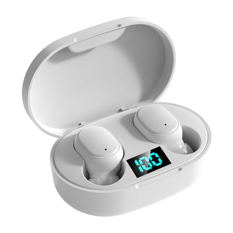 Aktualisierte kabellose E6S TWS-Ohrhörer für Xiaomi Huawei, LED-Digitalanzeige, Subwoofer, HiFi-Stereo-Musik mit HD-Mikrofon, Geräuschunterdrückung, In-Ear-Headset weiß