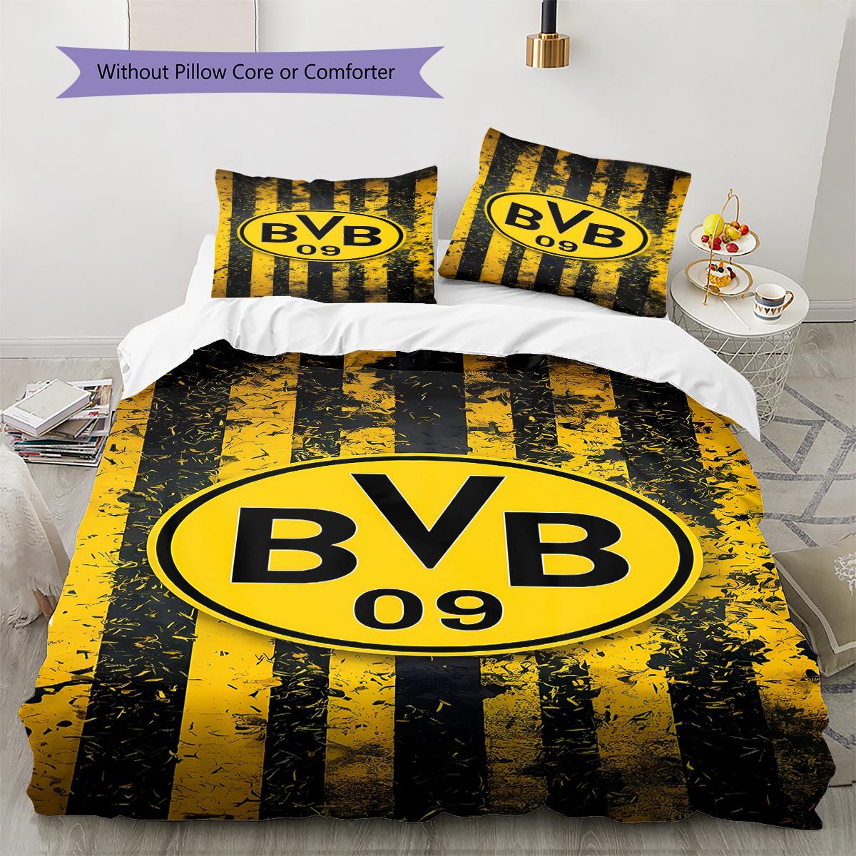 BVB Muster Bettwäsche, Steppbett Set Bettbezug Kissenbezug Zuhause Geburtstagsgeschenk (1 Bettbezug + 2 Kissenbezüge, ohne Füllung) 220x240cm