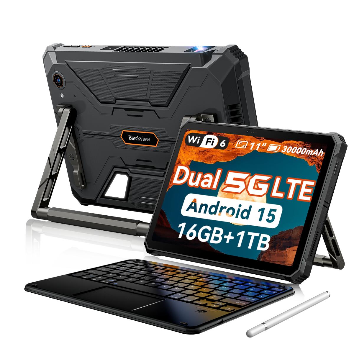 Blackview Active 12 Pro Rugged Tablets Android 15 11 Zoll 12GB 256GB/16GB 1TB Tablet PC 30000mAh 90Hz 16GB+1TB with keyboard schwarz