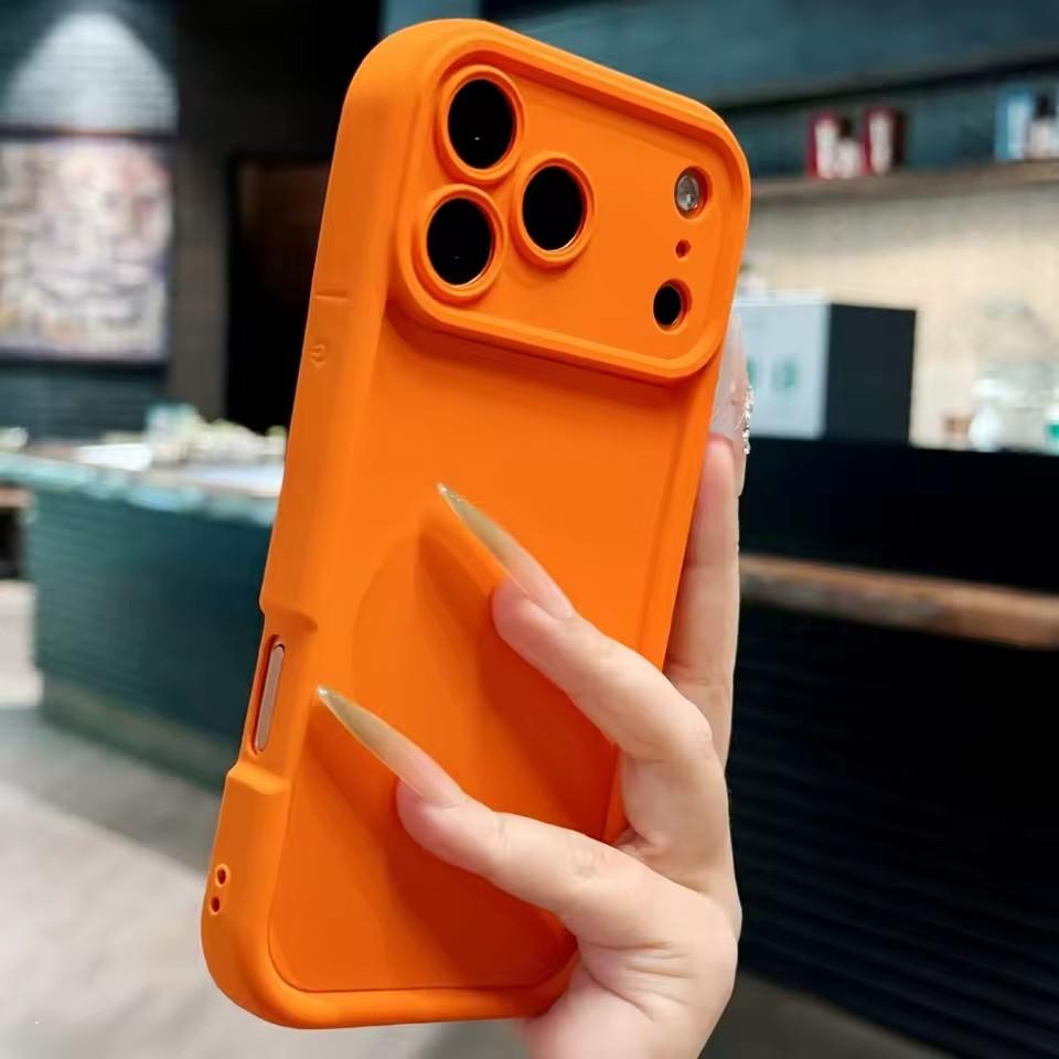 Herren Damen Business Weiche Silikonhülle für iPhone 17 Pro Max Air 16 15 14 Plus Linsenschutzhülle für iPhone 11 12 13 Pro Max iPhone 12 Pro Max orange