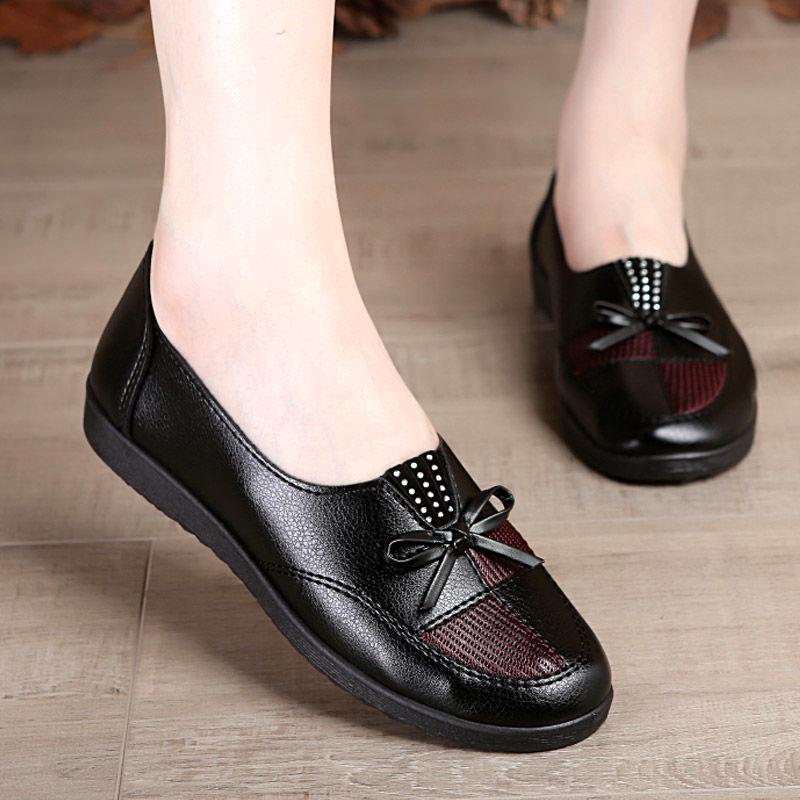 Shoelife Schuhe Frauen Leder Wohnungen Weibliche Wohnungen Frühling Schuhe 2021 Klassische Frauen Müßiggänger Casual Leder Schuhe 40 schwarz