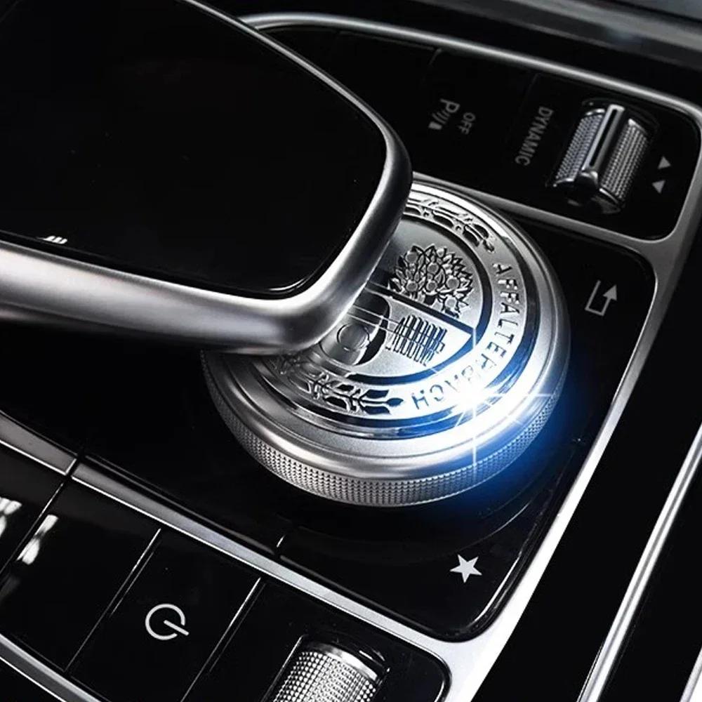 Auto-Innenraum-Multimedia-Aufkleber, 47 mm, Mausknopf, Mittelkonsole, Emblem, Abzeichen, Aufkleber für W212 W205, AFFALTERBACH-Aufkleber silber