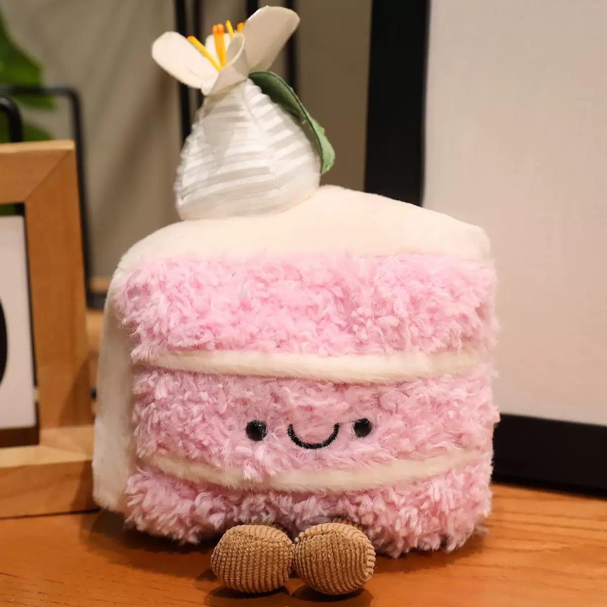 jelly Super Niedlicher Erdbeerkuchen Plüschtiere Gefülltes Obst Eis Snack Plüsch Geburtstagskuchen Kerze Partydeko Geschenk für Kinder Baby 17cm