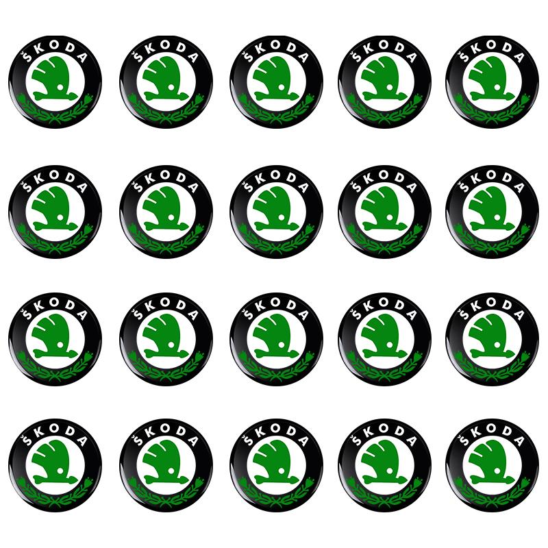 2/5/10 Stück 14MM Fernbedienungs-Autoschlüssel-Aufkleber Emblem Zubehör für Skoda S Skoda Kodiaq Fabia Kamiq Karoq Octavia 3 A5 A7 Scala R Zubehör 20pcs