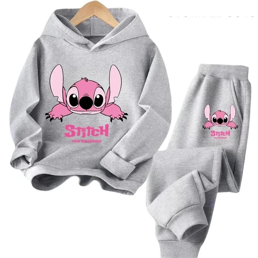 Kinder Kapuzenpullover Stitch Kawaii Mode Pullover Sweatshirt Anime Trainingsanzug Manga Cartoons Mädchen Junge Kinder Herbst Freizeitkleidung 140cm gray