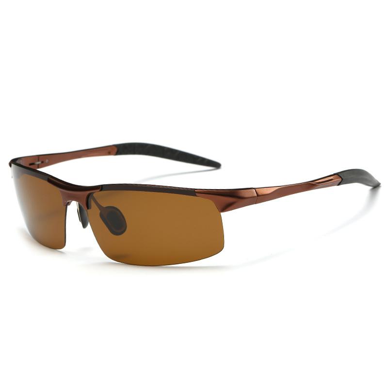 AORON Polarisierte Sonnenbrille für Herren, klassisch, Outdoor-Sport, Fahren, Sonnenbrille, UV400, luxuriös, männlich, mit Aluminiumrahmen braun