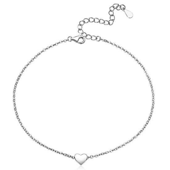 Damenmode herzförmiger Anhänger Perlen Fußkette Sandale Strand Fußkettchen Geschenk One Size