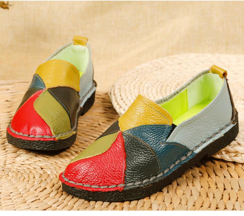 Neue Damen Schuhe aus Oberleder Rindsleder Echtleder Lässig Farbblock Damen Einzel Schuhe Mittel Mütter Schuhe Übergröße Schuhe 39 yellow