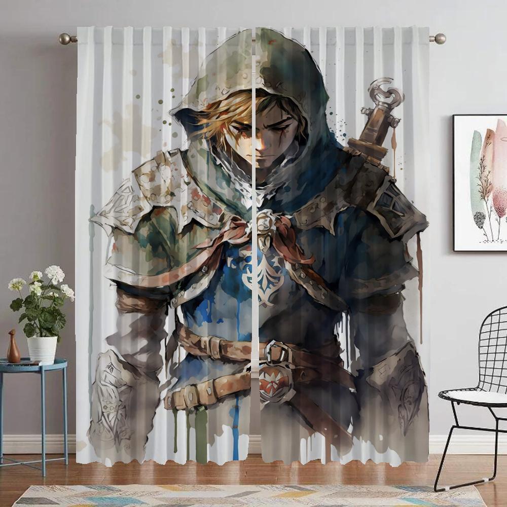 Zeldas Vorhänge für Schlafzimmer Moderne Wohnzimmer Vorhänge 2 Stück Verdunkelungsvorhang Raumteiler Jalousien Halloween Dekoration Küche W86xH213cmx2pcs-CL