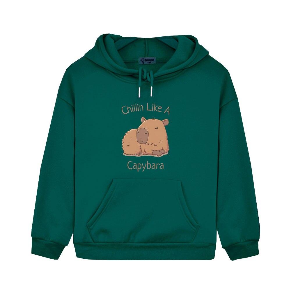 Capybara Hoodies Chilin Like A Sweatshirts Kinder Langarm Tops Kinder Pullover Mädchen Kleidung Y2k Kleidung Baby Jungen Kleidung 160 dunkelgrüne