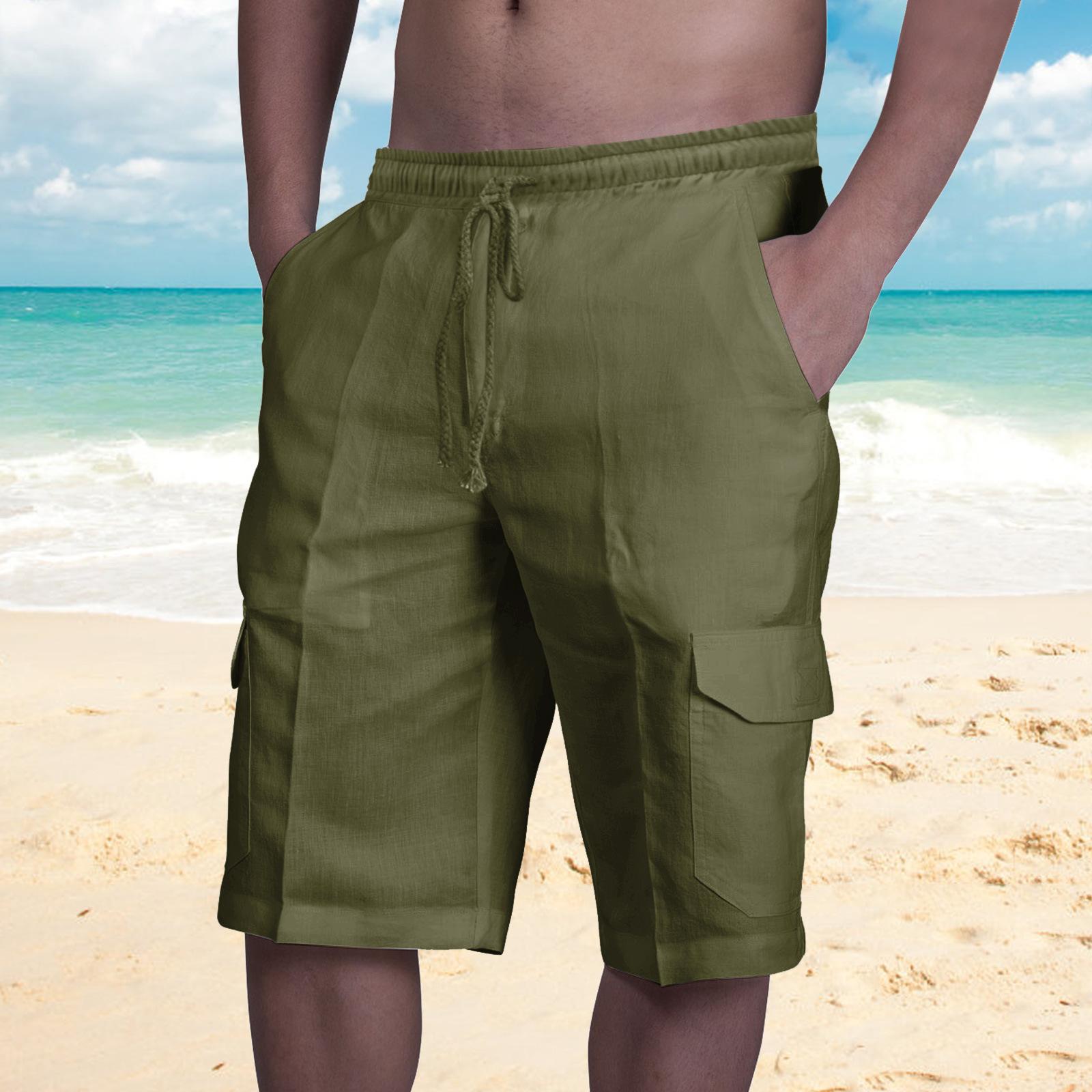 Herren Sommer Weiß Schwarz Blau Knielange Kurze Hosen Strand Casual Pocket Cargo Shorts Männer Hosen L grün