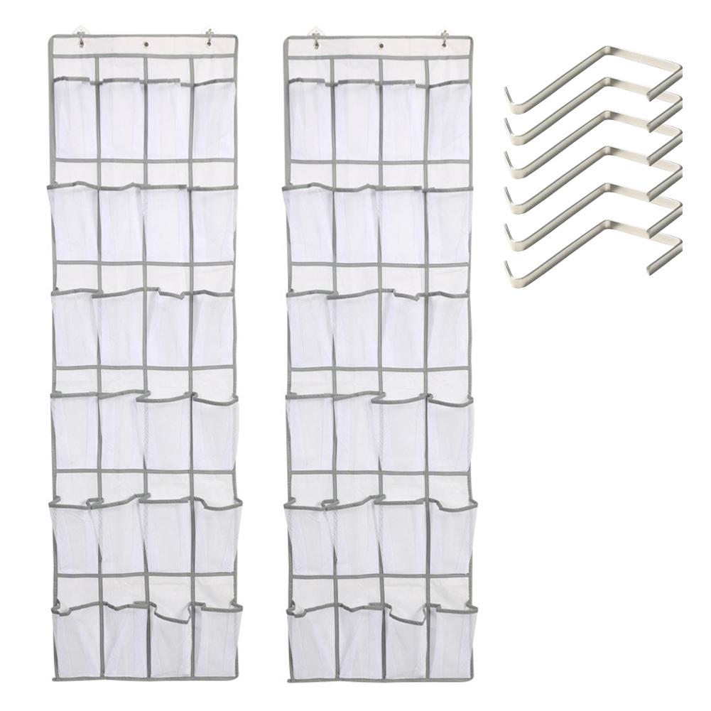 2 Stück 24 große Netztaschen Aufbewahrungstasche hinter der Tür Schuh-Organizer über der Tür Schuhregal Schuh 2PCS weiß