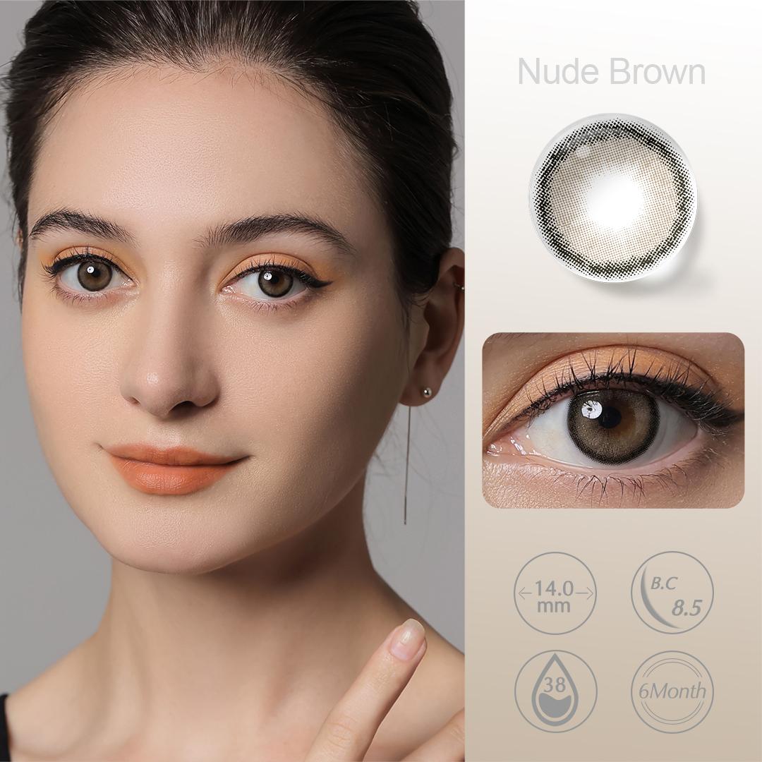 (0,00 ~ -6,00) Farbige Kontaktlinsen mit Sehstärke, Farbige Augenlinsen Für Sehkraft, Farbige Linsen Mit Dioptrien, Myopie-Kontaktlinsen 0.00 braun