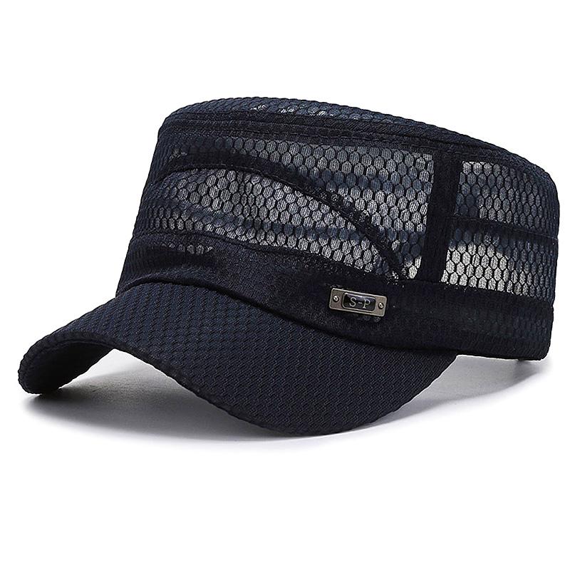 1PC Flache Kappen Outdoor Männer Schutz Mesh Frauen Sommer Snapback Atmungsaktive Militär Hüte Quick Dry Baseball Kappe Neue black