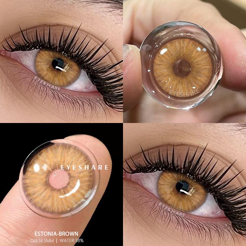 1 Paar farbige Kontaktlinsen für die Augen, braune Colorcon-Linsen, Kosmetik, blaue farbige Linsen, kosmetische Augenlinsen, jährlicher Gebrauch ESTONIA-BROWN