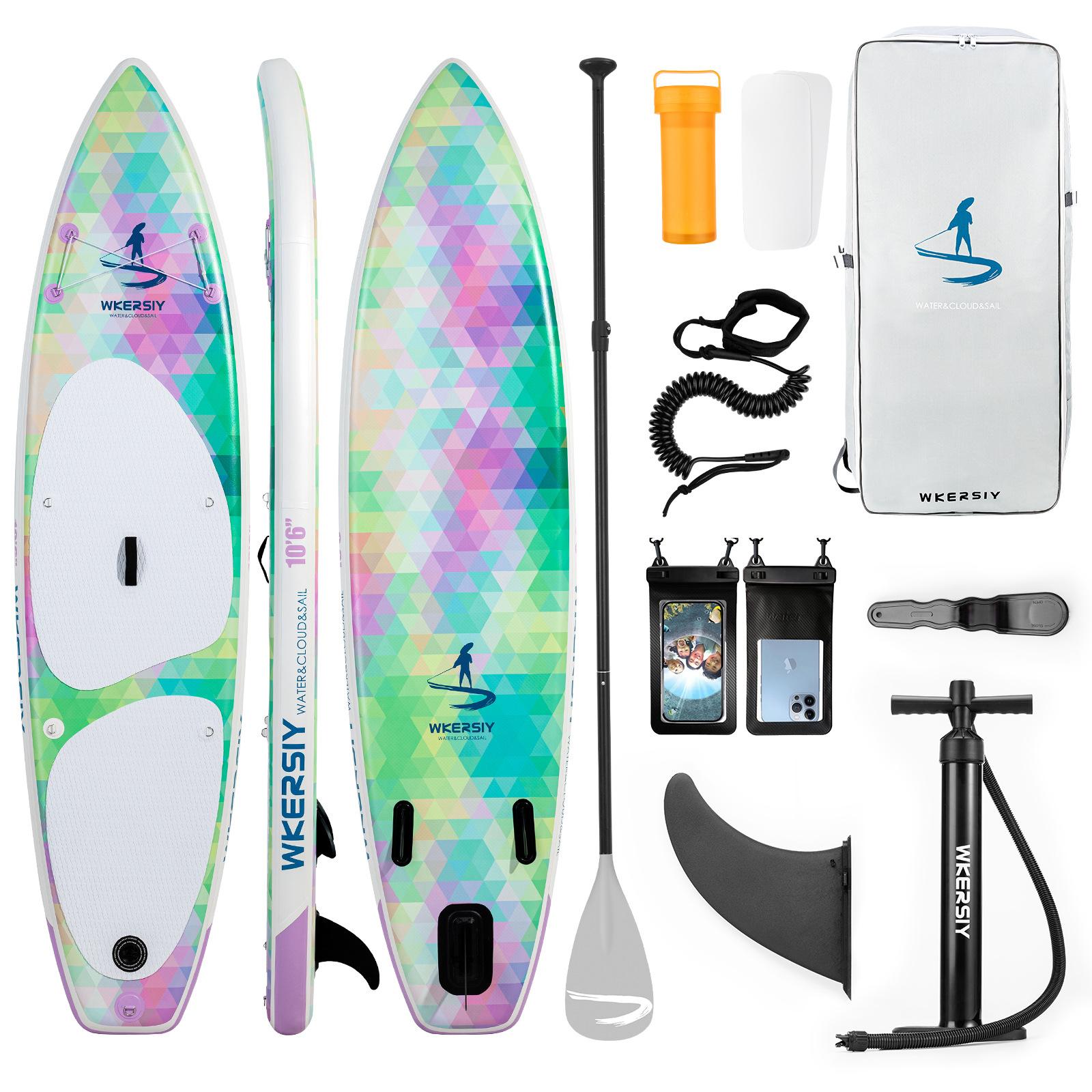 320cm Aufblasbares Stand Up Paddle Board SUP Board mit Abnehmbarer Finne für Erwachsene/Kinder bunt