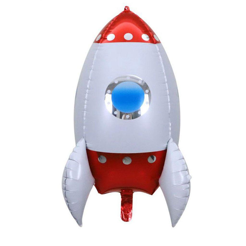 Großer 3D-Geburtstags-Weltraum-Thema-Aluminiumfolie-Astronautenballon, Kinderspielzeug, Party-Dekoration, Raketenballons 2 rot