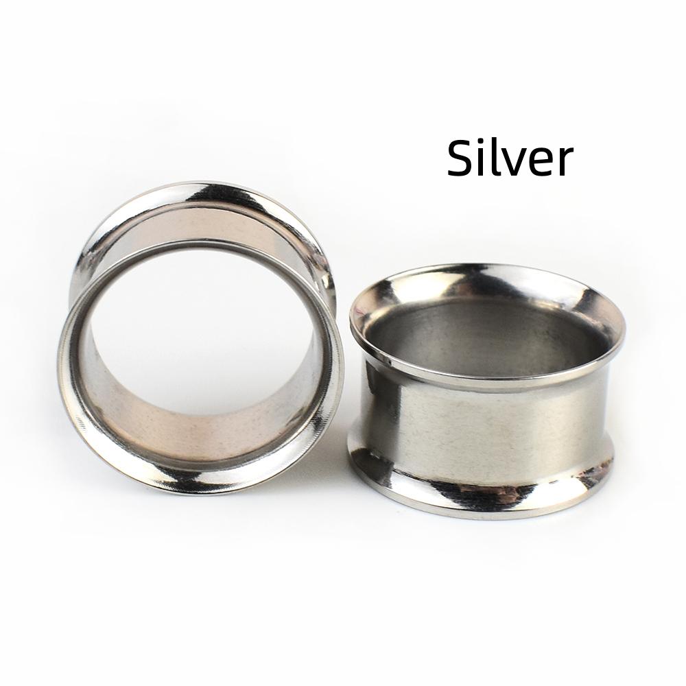 3–50 mm, 2 Stück, Ohrstöpsel, Tunnel, Messgeräte, Edelstahl, Ohrdehner, Körperpiercing-Schmuck für Damen und Herren 38mm silber