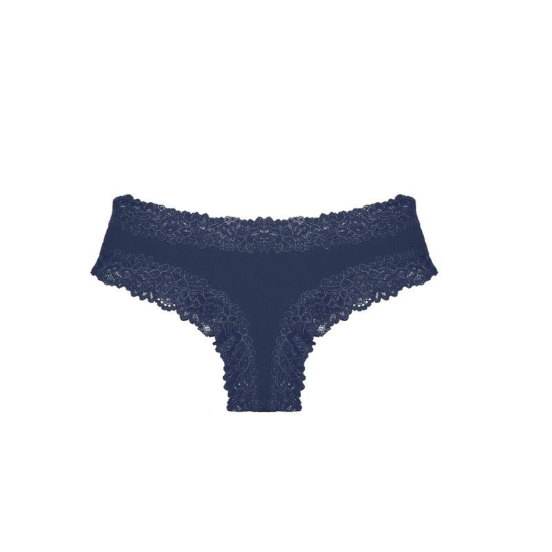 FINETOO Spitzen-Slip für Damen Sexy Strings G-String Unterwäsche Lingerie Damen-Slips Baumwolle Floral Slips XL blau