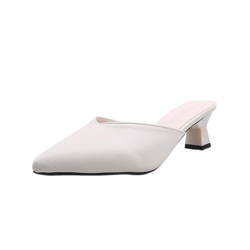 Heißer Verkauf Schuhe Damen Moderne Damen Hausschuhe Outdoor Kleiderhausschuhe Damen Spitzschuh Übergröße Mittelhoher Absatz Damen Sandalen 42 off-weiße