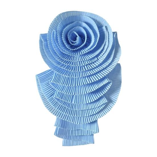 Corsage 3D-Blumenapplikation, mehrlagig, plissiert, für Pullover, Kleid, Bluse, Dekor, DIY, Nähen, Aufnäher, Kleidungszubehör, Hochzeitsfeier, Kleidungsschmuck blau