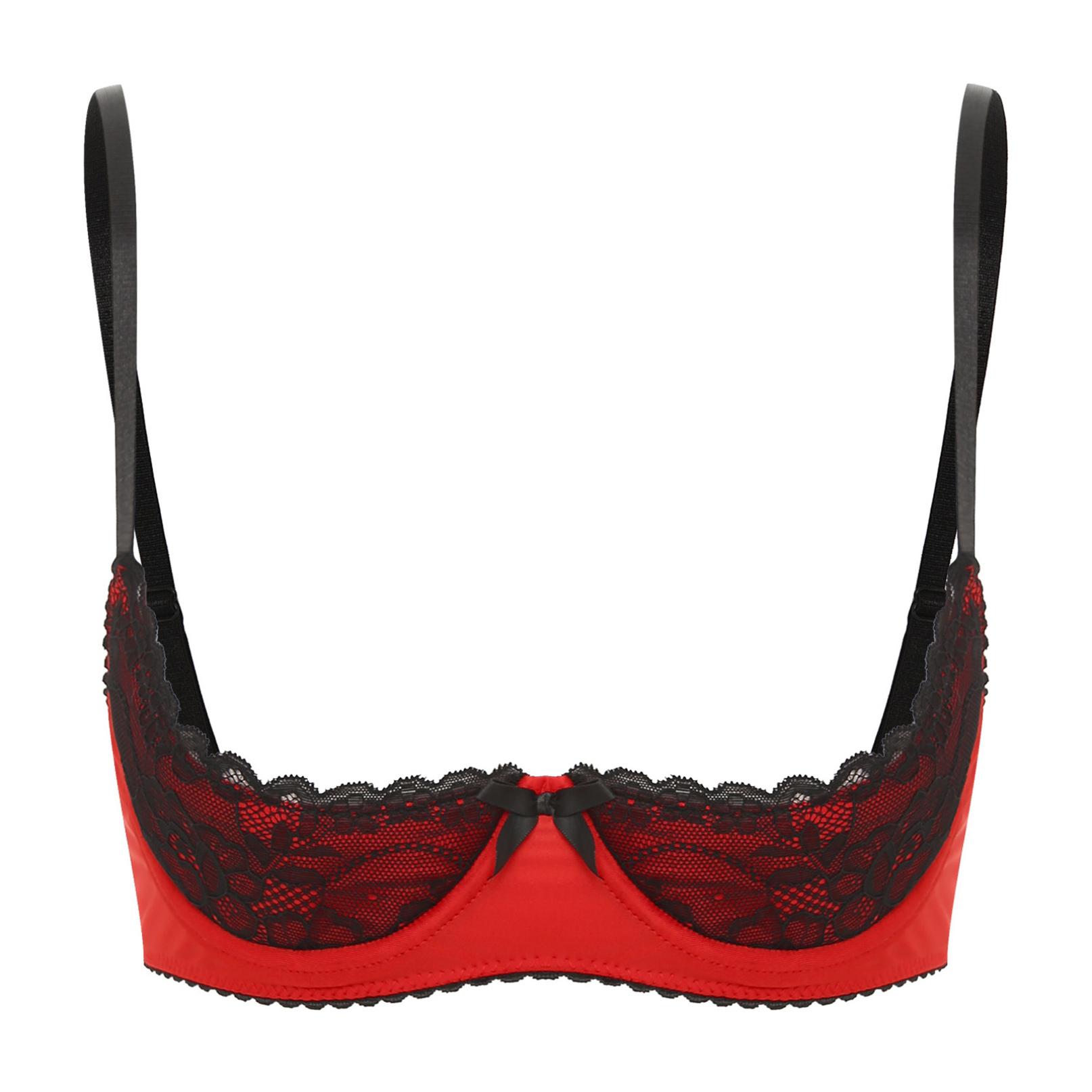 Frauen Push-Up-BH Bügel Bralette Unterwäsche Plus Size Atmungsaktive BHs Dessous S rot