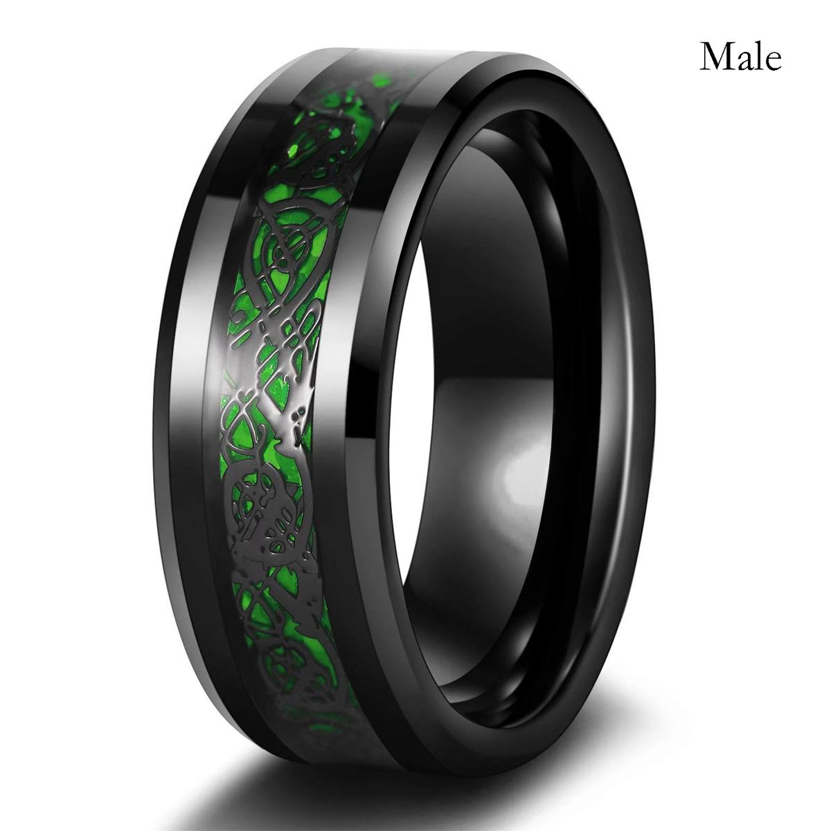 Modische Partnerringe Romantisch Damen Herz Blaue Strasssteine Zirkonring Herren Edelstahl Keltischer Drachenring Hochzeits Schmuck 13