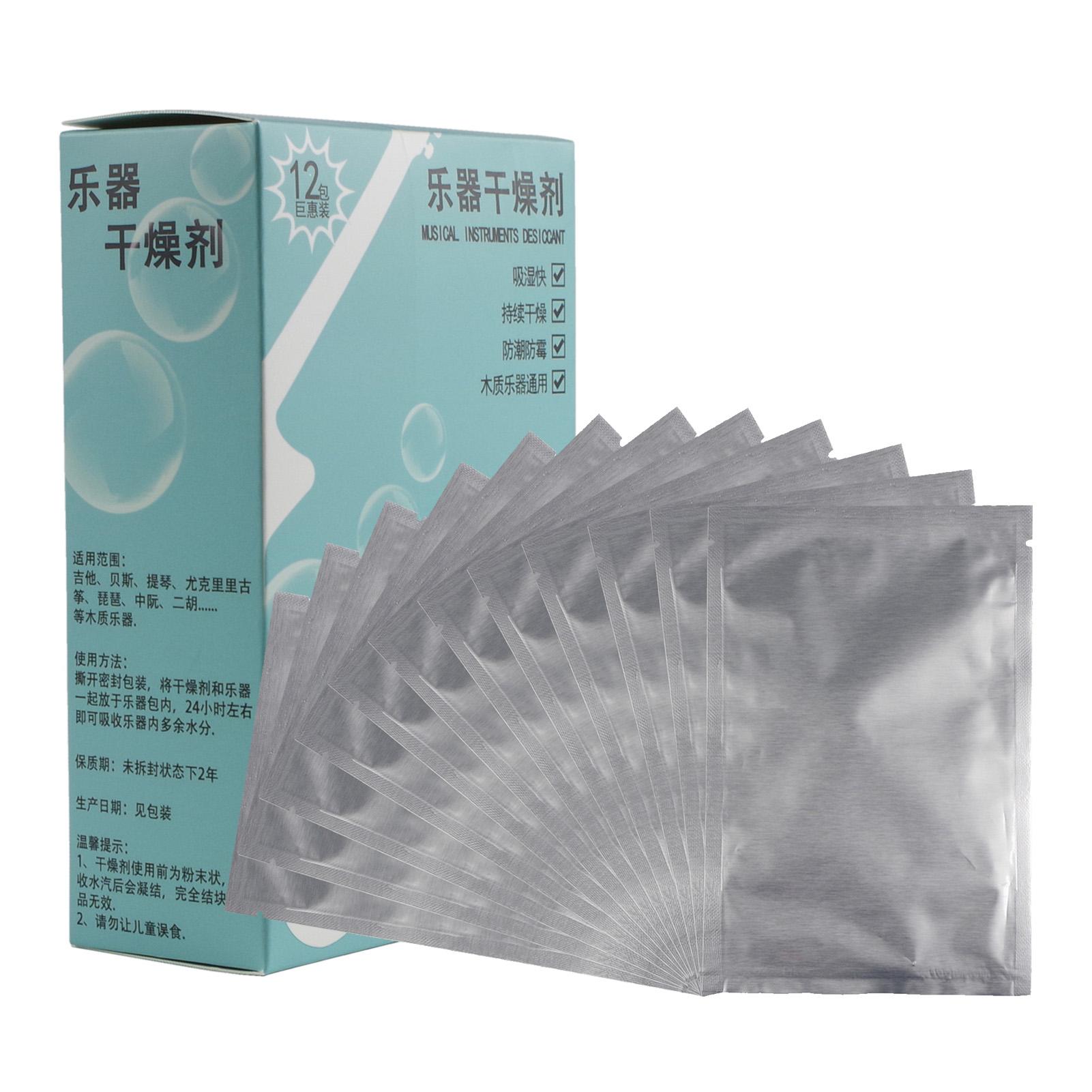 12 Päckchen Trockenmittel für Musikinstrumente aus Holz, universell feuchtigkeitsabsorbierend für Akustik-Folk 12 Packets