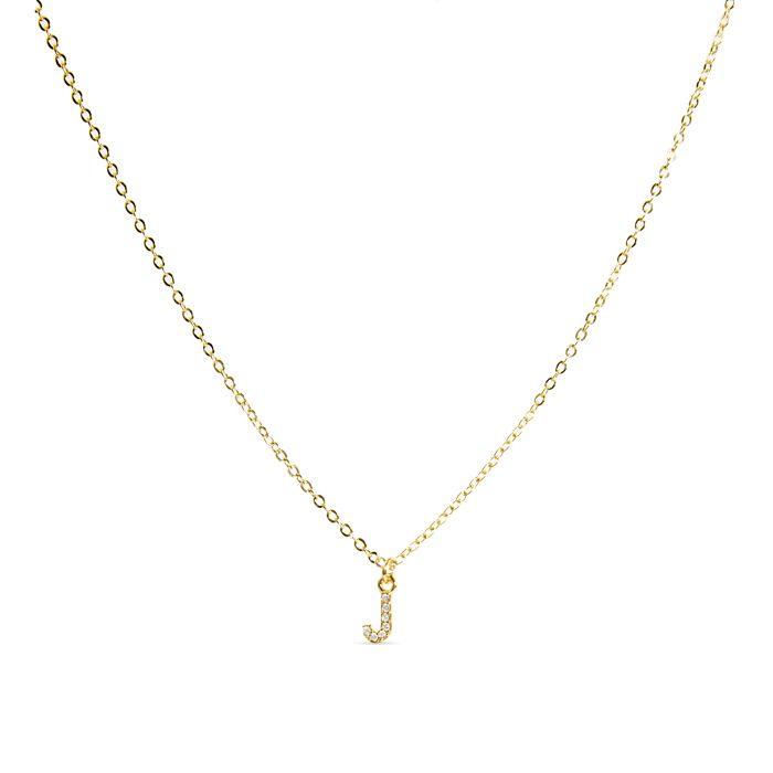 Luxenter Halskette mit strahlendem Zirkonia, 18 Karat Gold-Finish - Buchstabe J