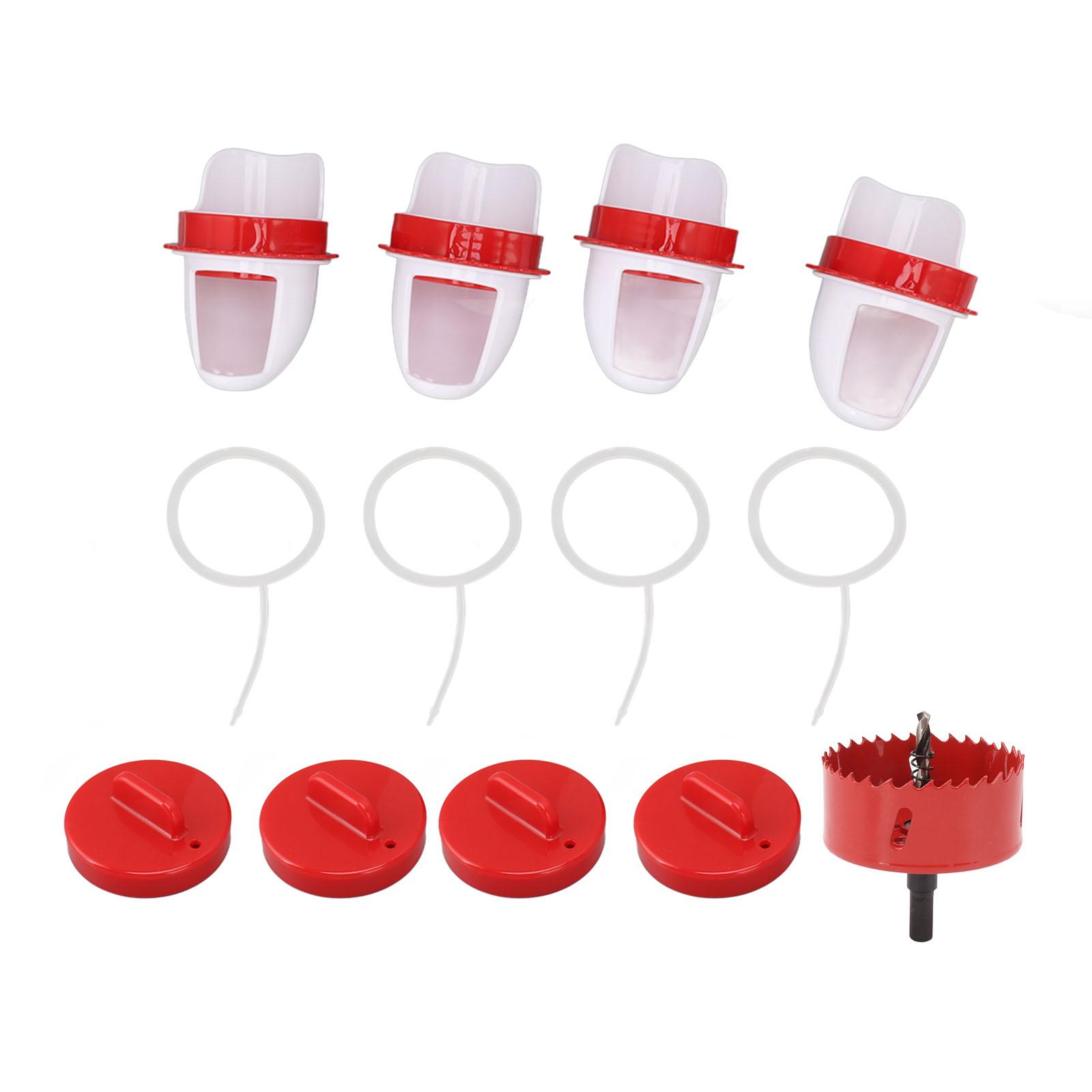 4 Stück Schwerkraft Hühnerfutterspender Regensicher Automatische Fütterung Geflügelfutterspender Anschluss für Eimer Trog