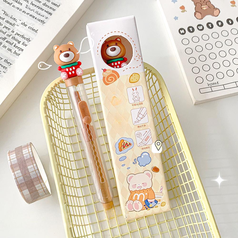 1 Stück Kawaii Radiergummi, kreativer herausziehbarer Stil, Schreibwaren-Radiergummi für Kinder, schöner Cartoon-Tier-Bleistift-Radiergummi, Studentenbedarf