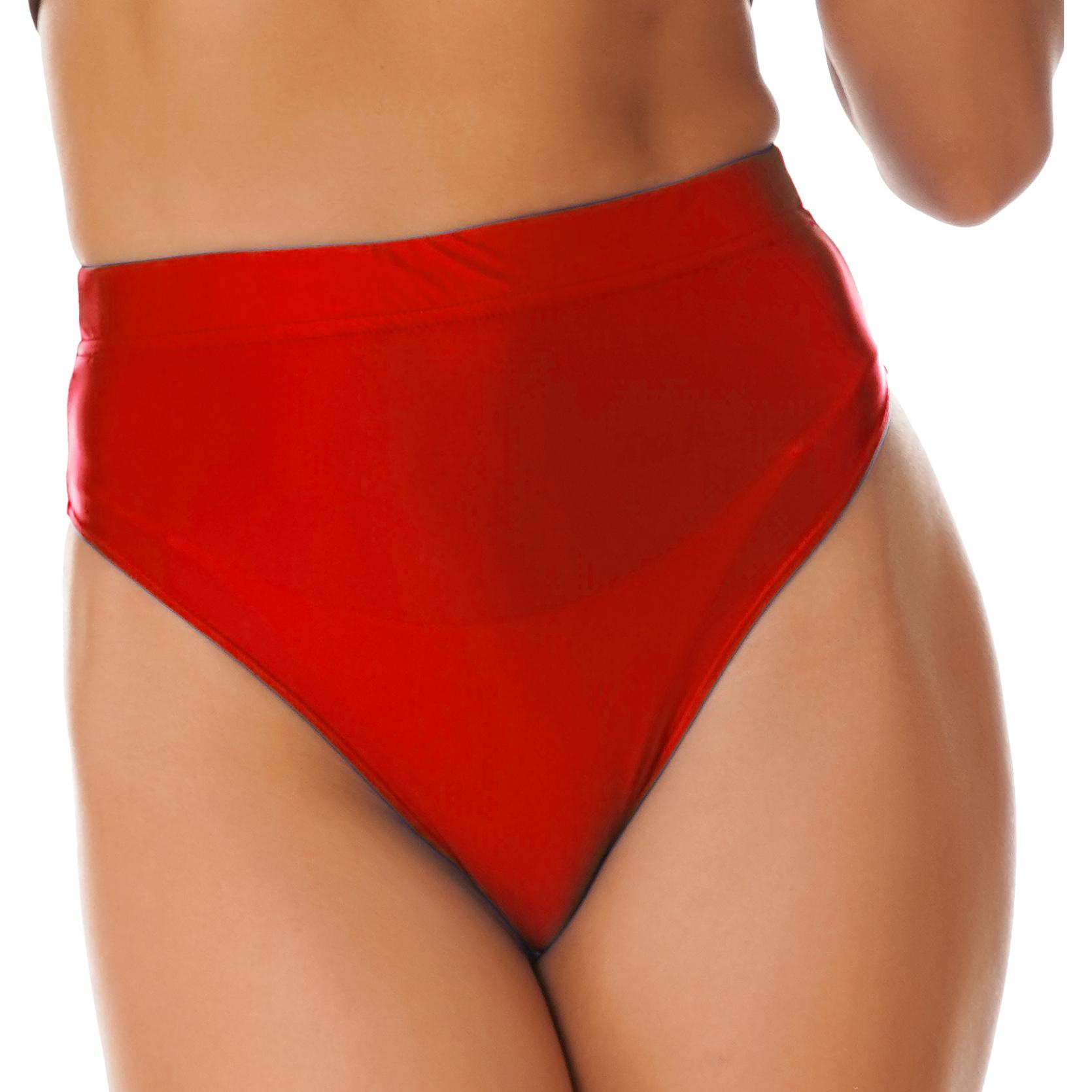 Damen-Badeanzug, glänzend, einfarbig, hohe Taille, Slips, Unterwäsche, Badeanzug, Unterteil, Strand, Pool, Party, Sonnenbaden, Bademode XL bordeaux