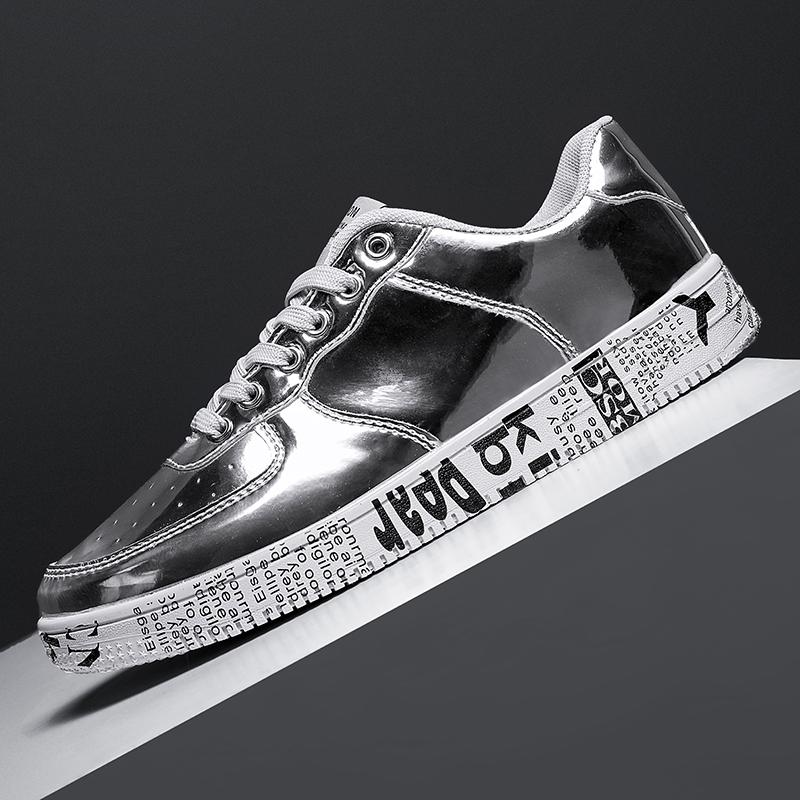 Große Größe 36-46 Gold Herren Laufschuhe Luxuxy Outdoor Reise Jogging Schuhe für Männer Schuhe Frauen Casual Sneakers Unisex Skateboard Schuhe 45 silber