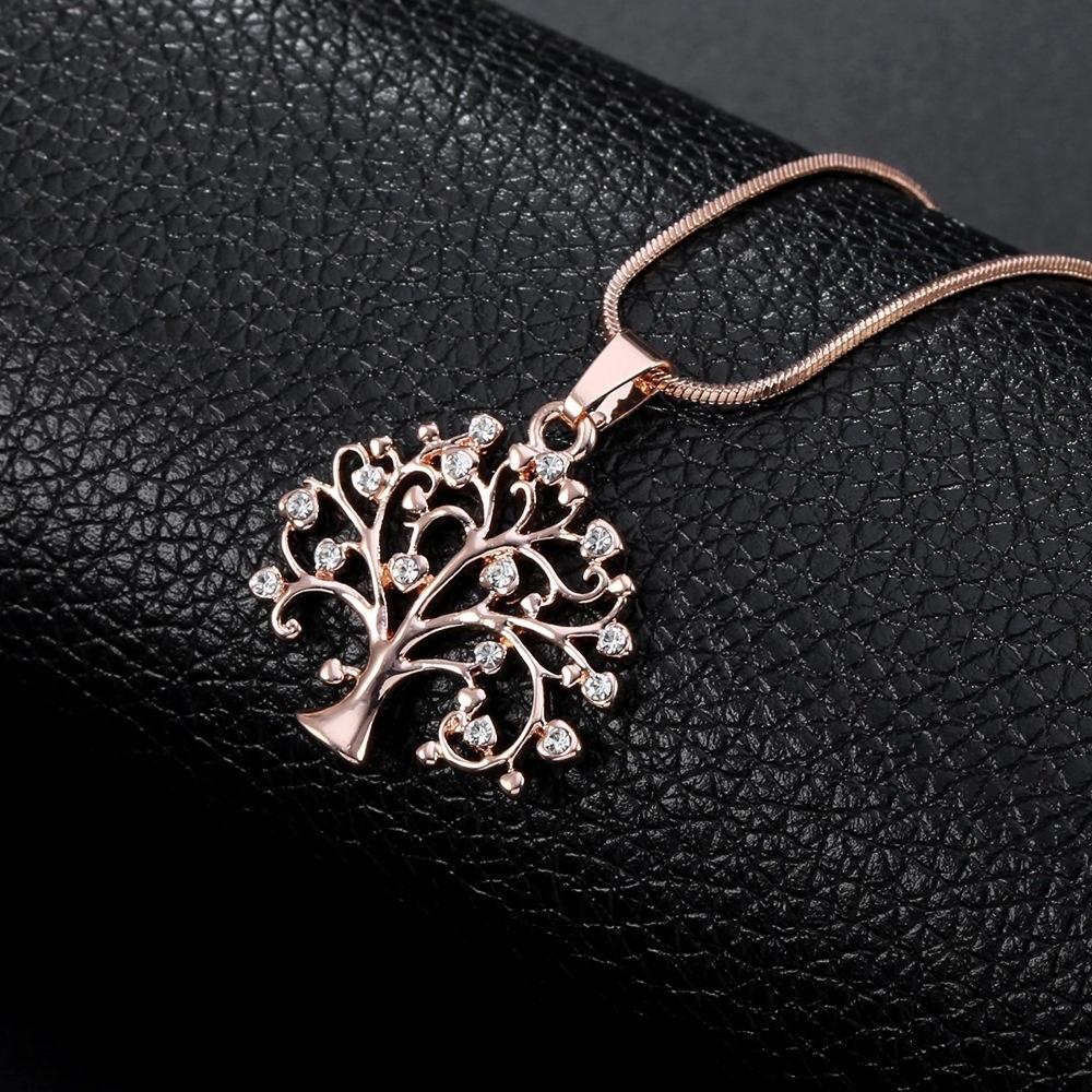1 Stück „Baum des Lebens“-Familien-Anhänger-Halskette, Geburtsstein-Geschenke für Geburtstag, Hochzeit, Gold/Roségold rose gold