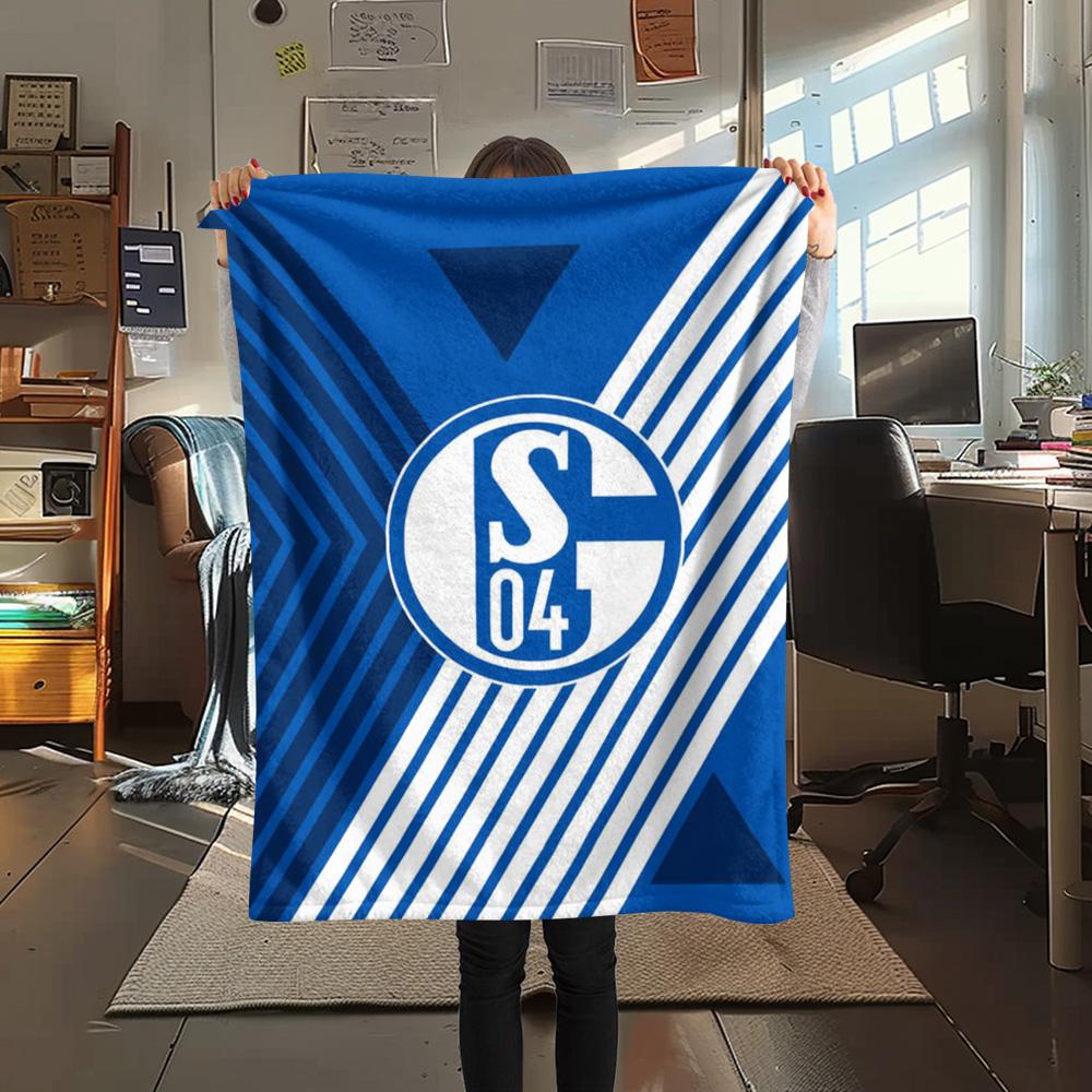 1 Stück FC Schalke 04 Aufdruck Flanelldecke Hohe Qualität Warm Bequem Decke für Alle Jahreszeiten Perfekt für Geschenke Heimdekoration 80cm x 120cm