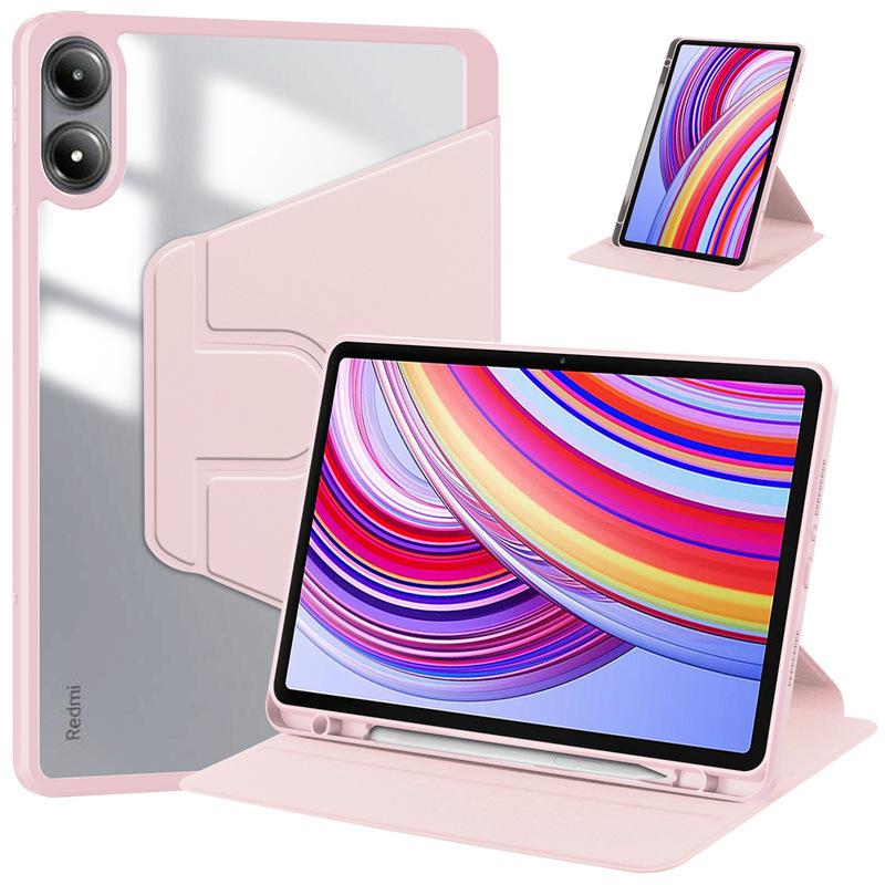 Für Redmi Pad Pro 12,1 Zoll 360 Grad drehbare magnetische Smart-Tablet-Abdeckung für Xiaomi Redmi Pad Pro 12.1 2024 Hülle mit Bleistifthalter Redmi Pad Pro 12.1 rosa