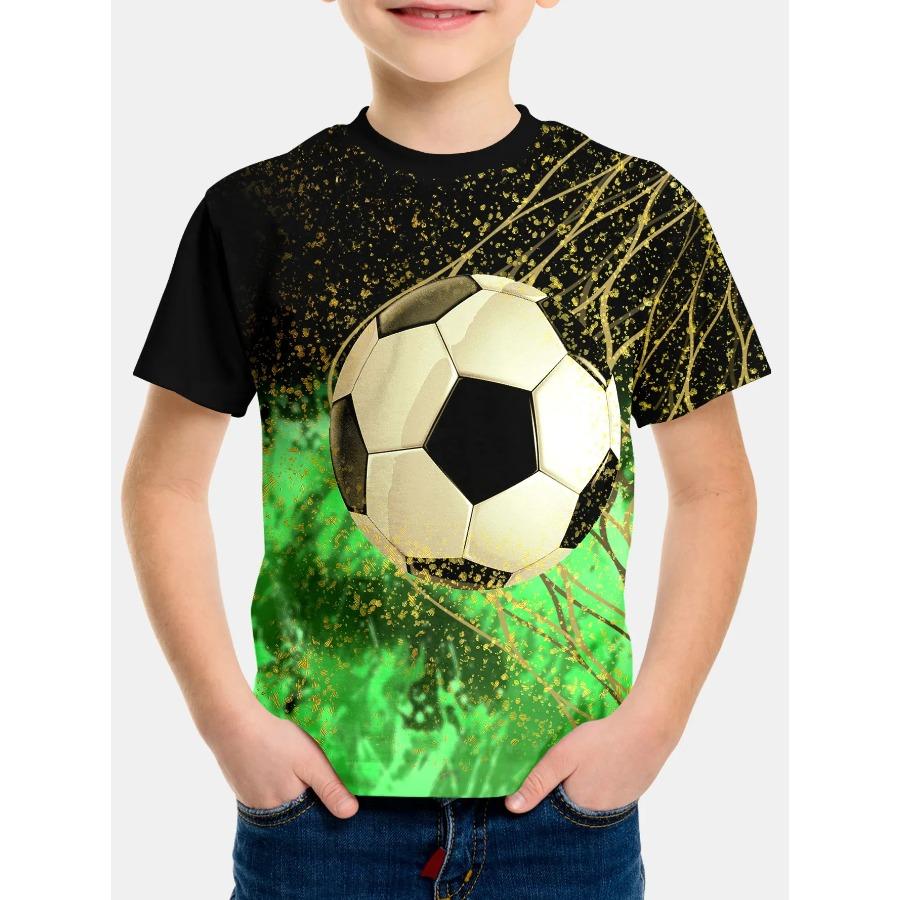 Kinderkleidung 2024 Cooles Fußball-T-Shirt 3D-Druck Fußball Junge Mädchen T-Shirts Lässiges T-Shirt 2-8 Jahre Teenager Kinderkleidung Tops 140