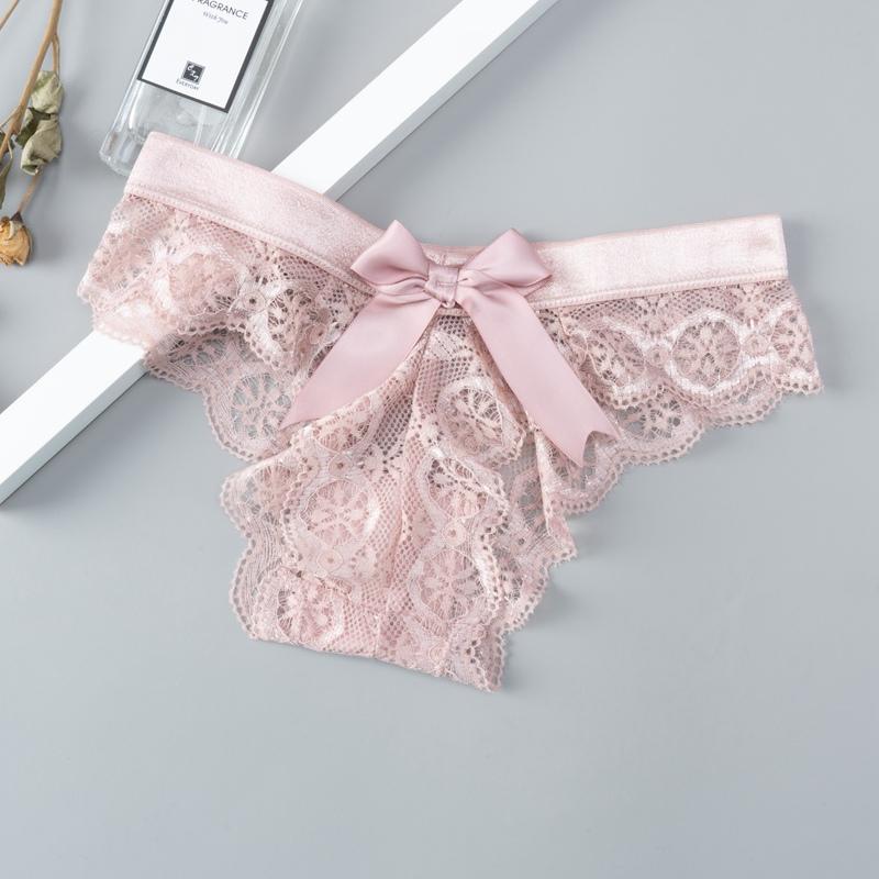 Sexy Spitzen-Tanga für Damen, Schmetterling, niedrige Taille, Höschen, transparenter Ausschnitt, Dessous, Damen-Slip, T-Rücken, Damenunterwäsche M rosa