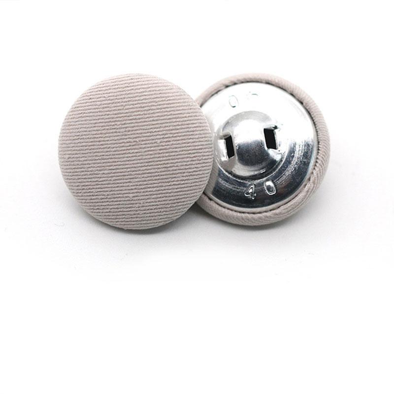 10 Stück Metallknöpfe, dekorative Knöpfe für Hemden, Stoff, mit Stoff überzogen 25MM beige