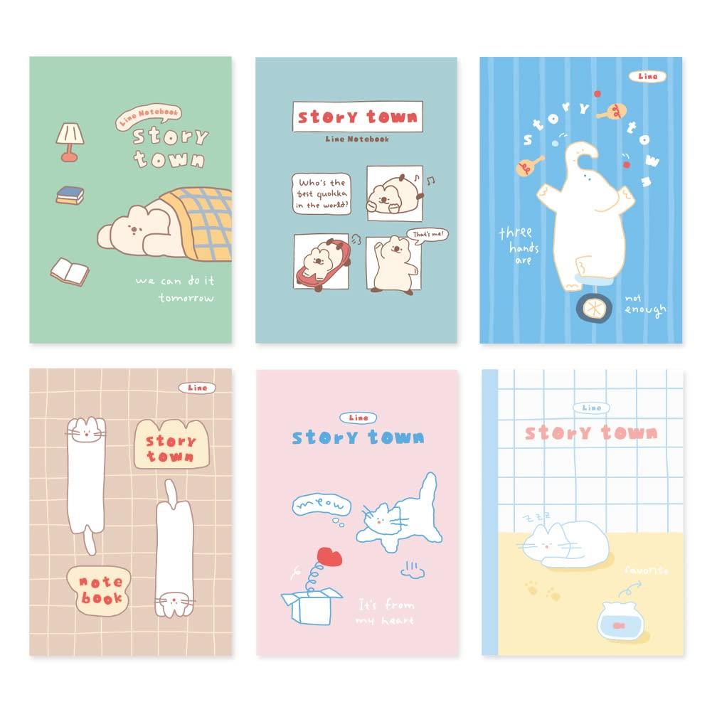 Monolike A5 Story Town Afternoon A 6 A5 Story town A 6er SET Liniert Campus Notizbuch 48 Seiten Typen, Nachmittag, - Notizbuch, 148x210mm,